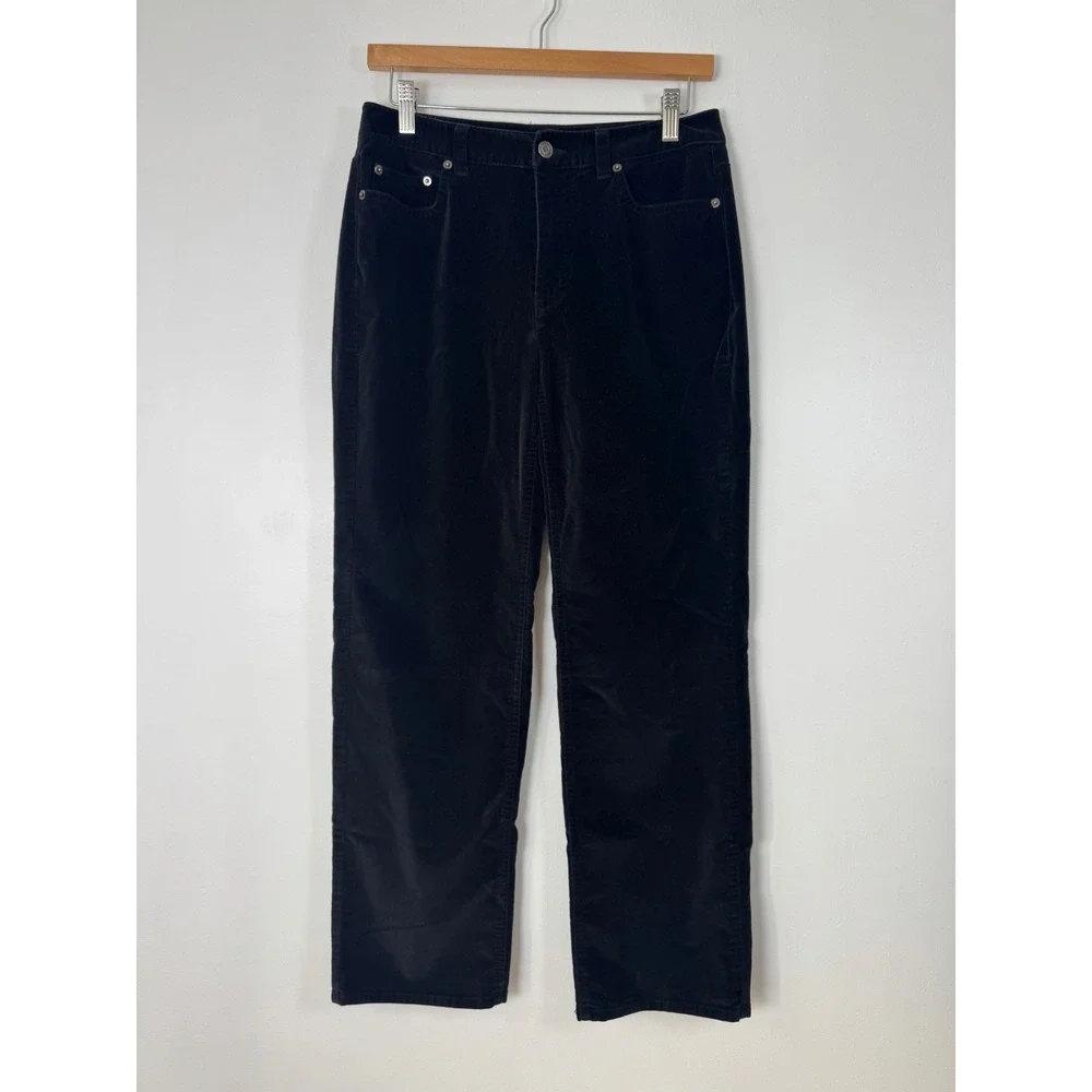 Classic Dark Academia Talbots Women 6P Corduroy Pants Black Straight Leg Stretch